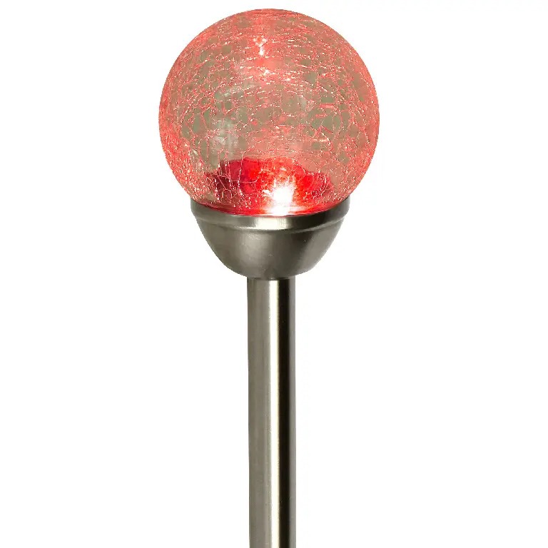 stalprotund Lampa solara multicolora sferica, finisaj de sticla sfaramata