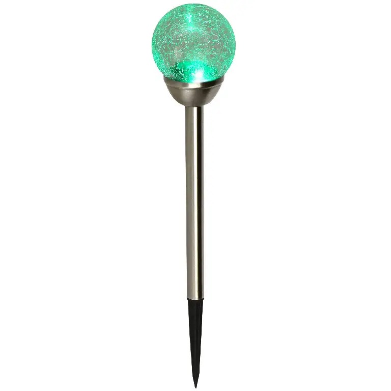 stalprotund1 Lampa solara multicolora sferica, finisaj de sticla sfaramata