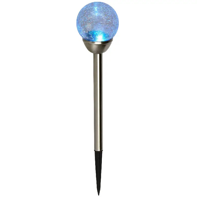 stalprotund2 Lampa solara multicolora sferica, finisaj de sticla sfaramata