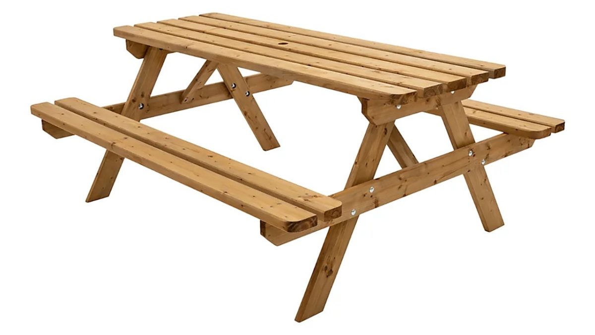 Set Mobilier Gradina cu Suport Umbrela - Masa si 2 Banci