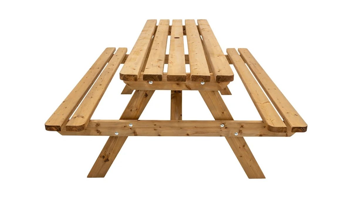 Set Mobilier Gradina cu Suport Umbrela - Masa si 2 Banci