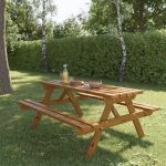 Set Mobilier Gradina cu Suport Umbrela - Masa si 2 Banci