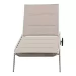 Sezlong de gradina si terasa, bej, aluminiu si PVC, cu roti, 194 x 78.5 x 32 cm