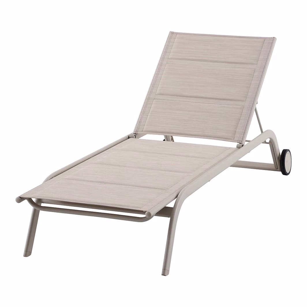 gacru3 Sezlong de gradina si terasa, bej, aluminiu si PVC, cu roti, 194 x 78.5 x 32 cm