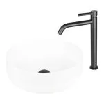 Baterie lavoar neagră mată - înaltă, monocomandă