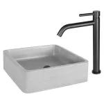 Baterie lavoar neagră mată - înaltă, monocomandă