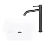 Baterie lavoar neagră mată - înaltă, monocomandă