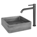 Baterie lavoar neagră mată - înaltă, monocomandă