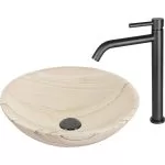 Baterie lavoar neagră mată - înaltă, monocomandă