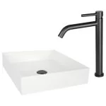 Baterie lavoar neagră mată - înaltă, monocomandă