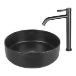 Baterie lavoar neagră mată - înaltă, monocomandă