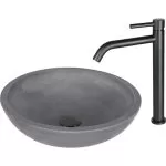 Baterie lavoar neagră mată - înaltă, monocomandă