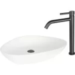 Baterie lavoar neagră mată - înaltă, monocomandă