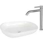 Baterie lavoar monocomandă înaltă crom mat