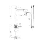 Baterie lavoar auriu mat - Pipă înaltă