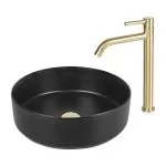 Baterie lavoar auriu mat - Pipă înaltă