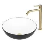 Baterie lavoar auriu mat - Pipă înaltă