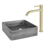 Baterie lavoar auriu mat - Pipă înaltă