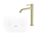 Baterie lavoar auriu mat - Pipă înaltă