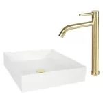 Baterie lavoar auriu mat - Pipă înaltă