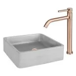 Baterie lavoar monocomandă înaltă cupru