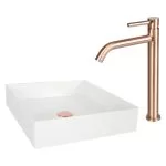 Baterie lavoar monocomandă înaltă cupru