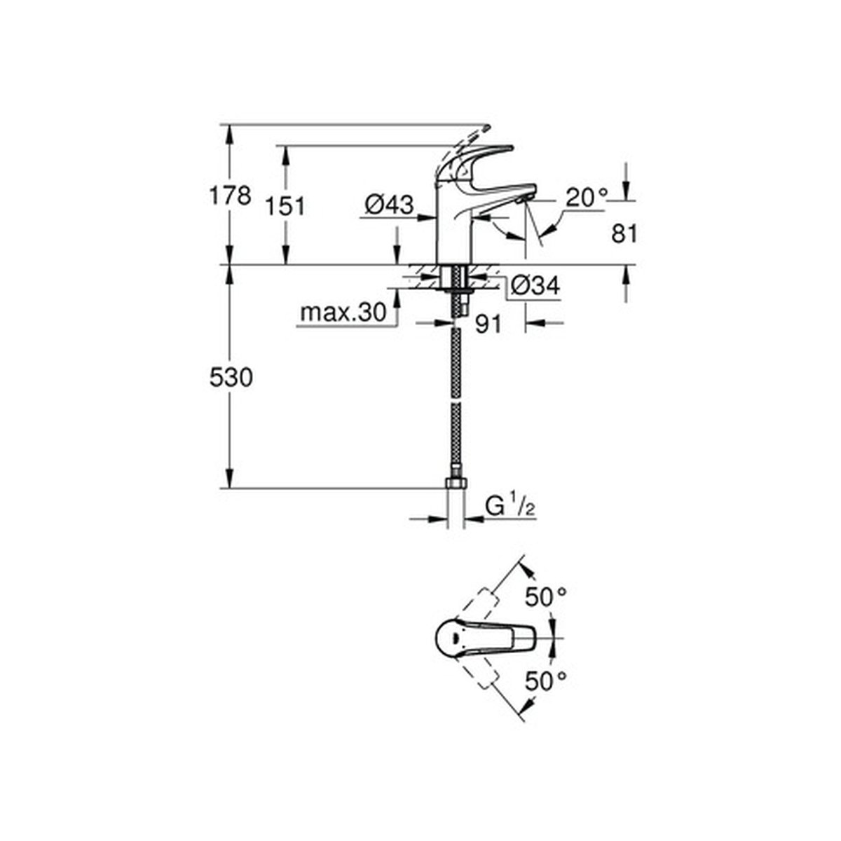 produs_GOD12274926_2.jpg Baterie Lavoar GROHE BauCurve Crom - Monocomandă