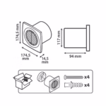 Ventilator Extractie Equation 120mm, 130m³/h - Montaj Perete/Tavan