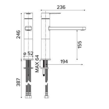 Baterie Bucătărie GOODHOME Phoran, Alama, Titan Lucios