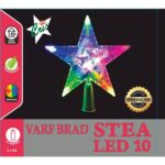 Varf de brad stea 10 LED multicolore, 15.5 cm - Decor Craciun Luminos