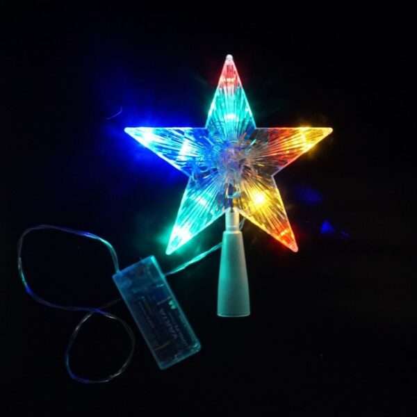 Varf de brad stea 10 LED multicolore, 15.5 cm - Decor Craciun Luminos