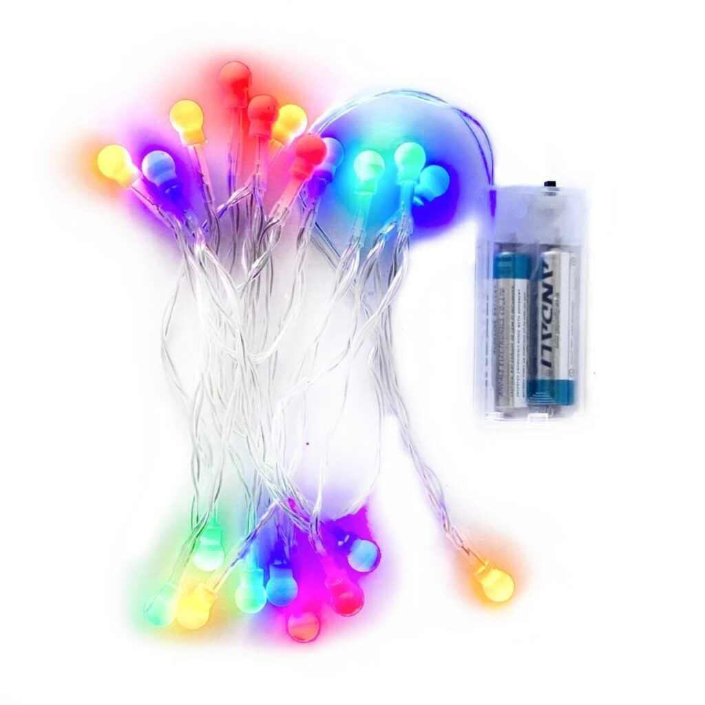 Instalație Crăciun 20 LED-uri Multicolor, 2m, Funcționare pe Baterii