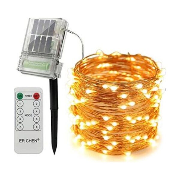 Instalație Crăciun Solară 200 LED Alb Cald, 10m