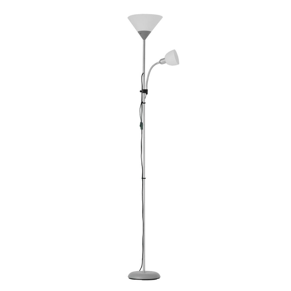 GOD12026840-1.jpeg Lampadar Basic Argintiu, 2 Becuri E27/E14, 177cm - Stil și Funcționalitate