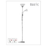 Lampadar Basic Argintiu, 2 Becuri E27/E14, 177cm - Stil și Funcționalitate