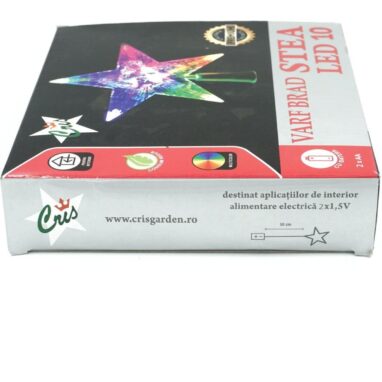 Varf de brad stea 10 LED multicolore, 15.5 cm - Decor Craciun Luminos