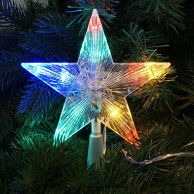 Varf de brad stea 10 LED multicolore, 15.5 cm - Decor Craciun Luminos