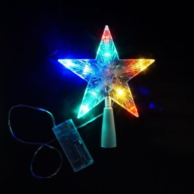 Varf de brad stea 10 LED multicolore, 15.5 cm - Decor Craciun Luminos