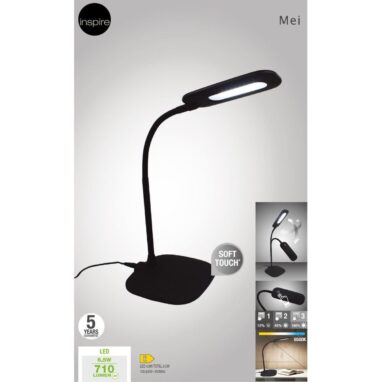 Lampa Birou LED Mei: Lumină Alb Rece, 710 Lumeni, Touch, Negru