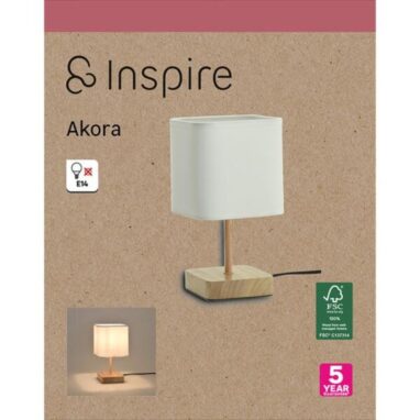 Veioza Akora Lemn 23 cm E14 - Lumina Calda, Design Elegant