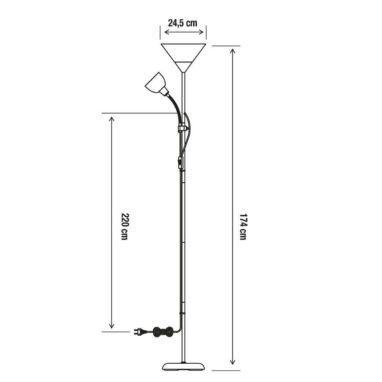 Lampadar Basic Argintiu, 2 Becuri E27/E14, 177cm - Stil și Funcționalitate