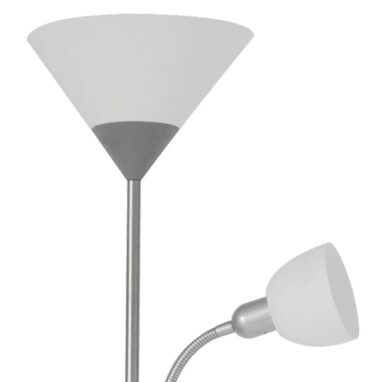 Lampadar Basic Argintiu, 2 Becuri E27/E14, 177cm - Stil și Funcționalitate
