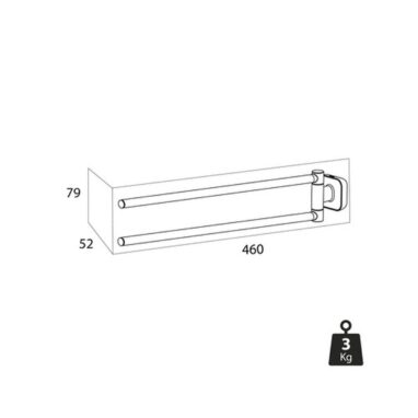 Suport prosop TIGER Carv 2 brațe negru mat, 45.9 cm