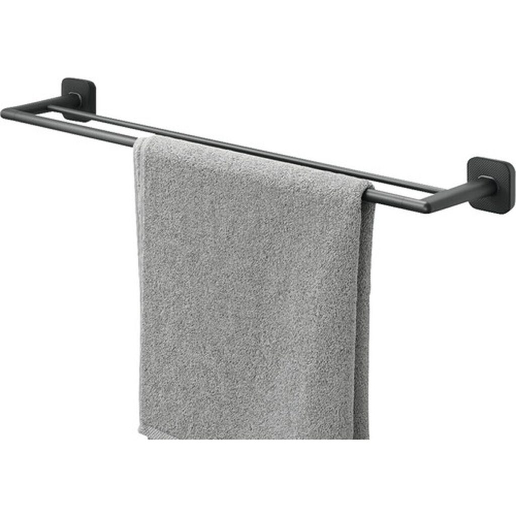 Suport prosop baie TIGER Carv, 2 brațe, negru mat, 65.2 cm