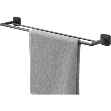 Suport prosop baie TIGER Carv, 2 brațe, negru mat, 65.2 cm