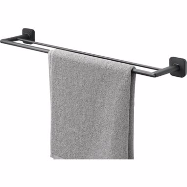 Suport prosop baie TIGER Carv, 2 brațe, negru mat, 65.2 cm
