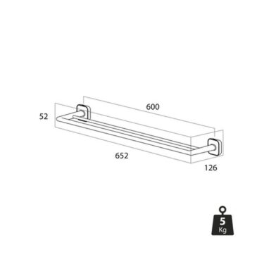 Suport prosop baie TIGER Carv, 2 brațe, negru mat, 65.2 cm