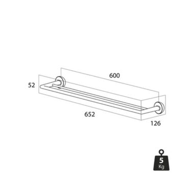 Suport prosop baie TIGER Cooper 2 brațe inox/negru 65.2 cm