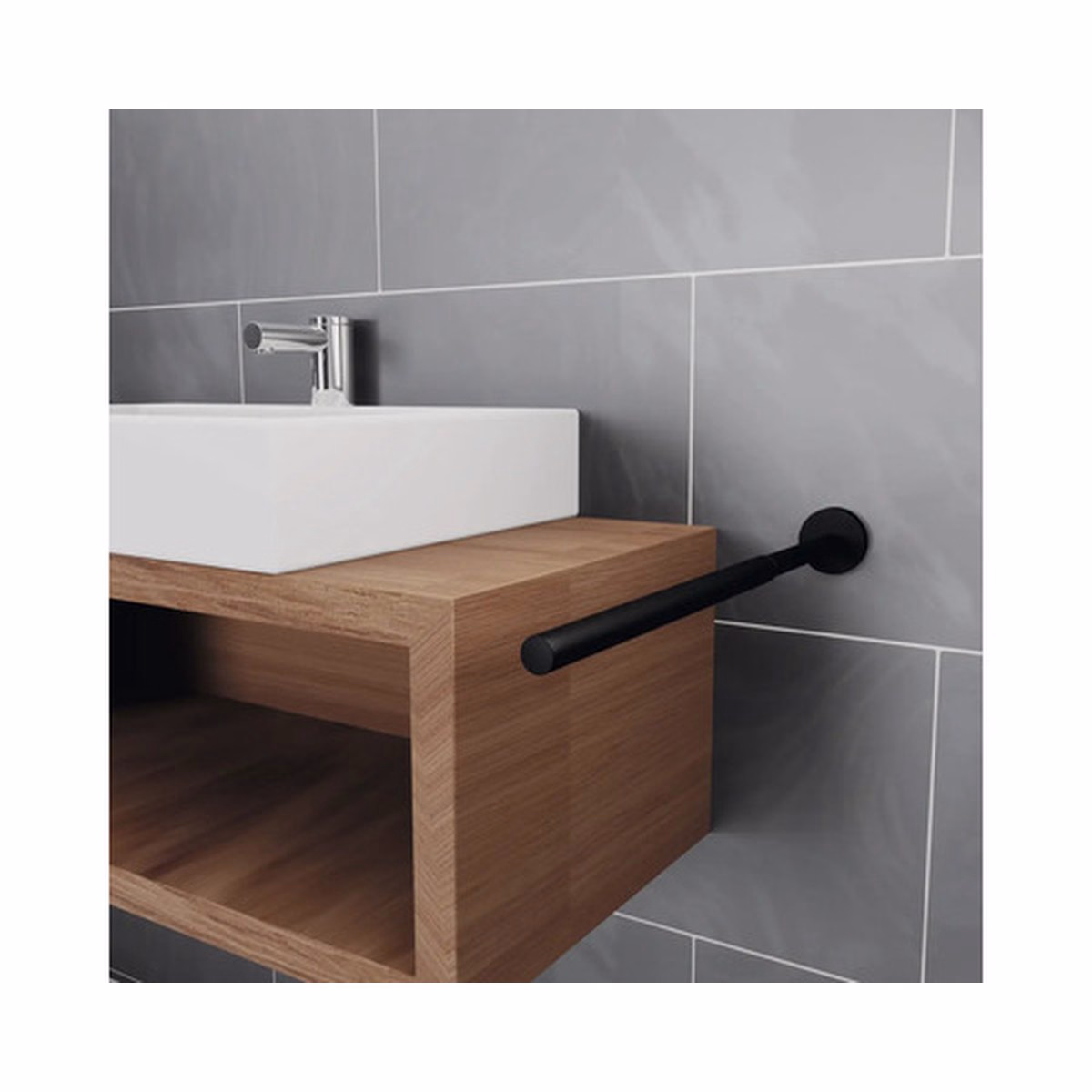 Suport prosop baie REIKA SAKU telescopic negru mat