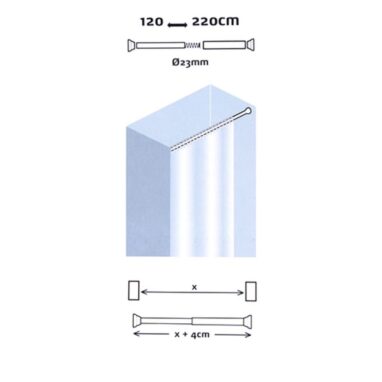 Bara Perdea Duș Sensea Bliste Extensibilă 120-220 cm Crom